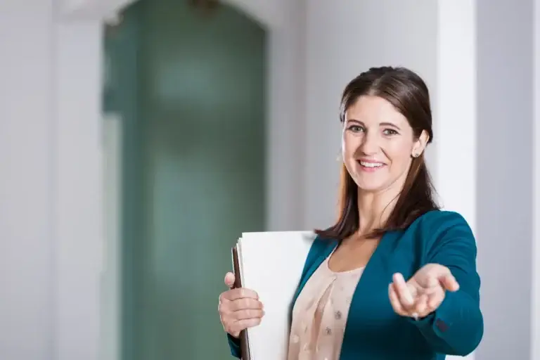 Sales agent offering a helping hand