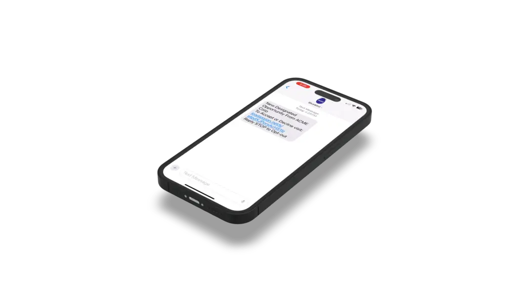 Cell phone showing Lead offer SMS message