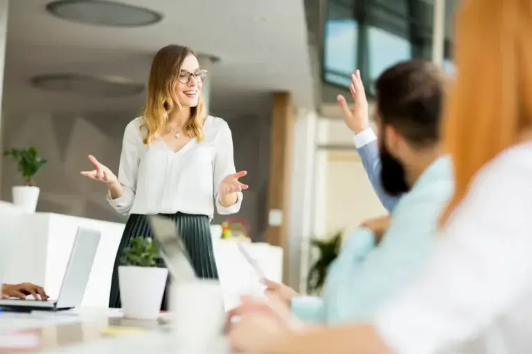 salesperson giving presentation