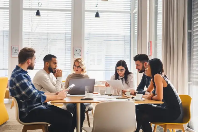 Team working at a desk