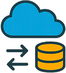 Cloud system exchanging data with a backend database